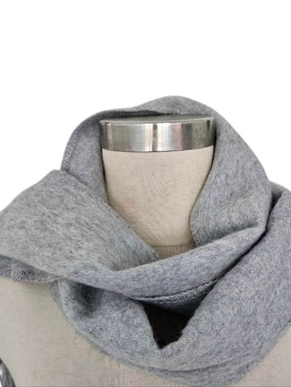 Alpaca Camargo Light Gray Fringe Scarf Unisex - Picture 7 of 10